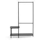 Penderie avec banc Galatia en mélaminé et métal laqué noir 100 x 150 cm