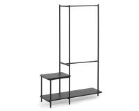 Galatia melamine en metalen kledingroede met bank in zwarte afwerking 100 x 150 cm
