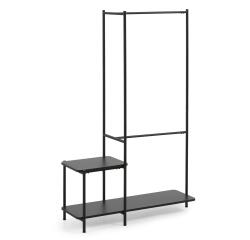 Galatia melamine and metal clothes rail with bench in black finish 100 x 150 cm