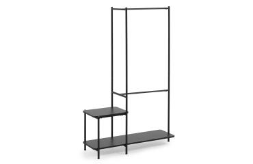 Penderie avec banc Galatia en mélaminé et métal laqué noir 100 x 150 cm