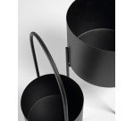 Set redondo Mash de 2 maceteros con asa metal negro Ø 25 cm / Ø 16,5 cm