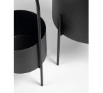 Set redondo Mash de 2 maceteros con asa metal negro Ø 25 cm / Ø 16,5 cm