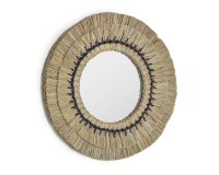 Miroir rond Akila fibres naturelles beige et corde coton noir  Ø 60 cm