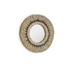 Miroir rond Akila fibres naturelles vert et corde coton noir  Ø 40 cm