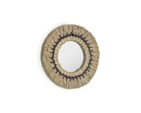 DE_Miroir rond Akila fibres naturelles vert et corde coton noir  Ø 40 cm