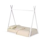 Lit tipi Maralis en bois de hêtre avec finition blanche pour matelas de 70 x 140 cm