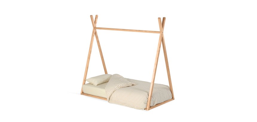 DE_Lit tipi Maralis en bois de hêtre avec finition naturelle pour matelas de 70 x 140 cm