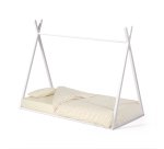 Lit tipi Maralis en bois de hêtre avec finition blanche pour matelas de 90 x 190 cm