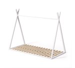 Lit tipi Maralis en bois de hêtre avec finition blanche pour matelas de 90 x 190 cm