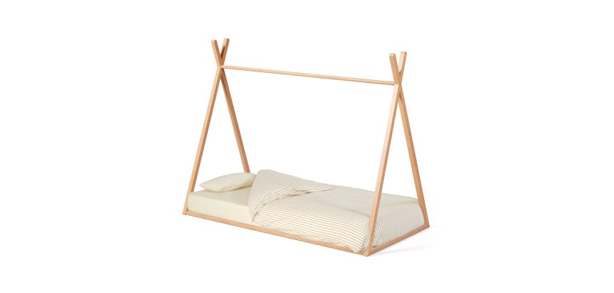 Lit tipi Maralis en bois de hêtre avec finition naturelle