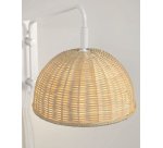 Aplique Damila de metal con acabado blanco y ratán con acabado natural