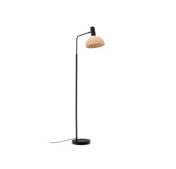 Damila floor lamp in rattan and black metal