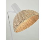 Lampadaire Damila en métal peint blanc et rotin finition naturelle