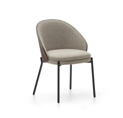 Eamy light brown chair in an ash wood veneer with a wenge finish and black metal