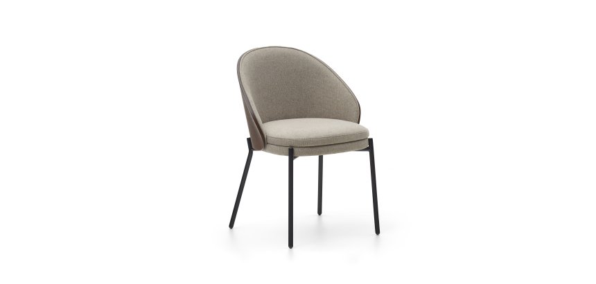 Eamy light brown chair in an ash wood veneer with a wenge finish and black metal