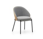 Chaise Eamy gris clair placage de frêne naturel et métal finition noire
