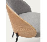 Chaise Eamy gris clair placage de frêne naturel et métal finition noire