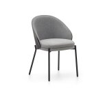 Silla Eamy gris claro chapado en fresno con acabado negro y metal con acabado negro