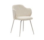 Yunia chair in thick seam beige corduroy with steel legs