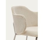 Yunia chair in thick seam beige corduroy with steel legs