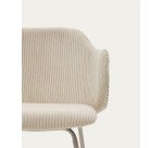 Yunia chair in thick seam beige corduroy with steel legs