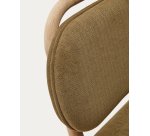 Chaise Helda en chenille verte et bois de chêne