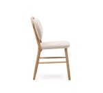 Chaise Helda en chenille beige et bois de chêne
