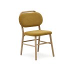 Chaise Helda en chenille moutarde et bois de chêne