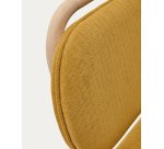 Chaise Helda en chenille moutarde et bois de chêne