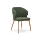 Chaise Darice en tissu chenille vert et bois de hêtre, finition naturelle FSC 100 %