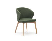 Chaise Darice en tissu chenille vert et bois de hêtre, finition naturelle