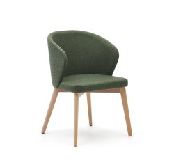 <strong>Darice chair in green chenille fabric and beech wood, natural finish</strong>