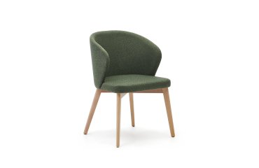 <strong>Darice chair in green chenille fabric and beech wood, natural finish</strong>