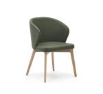 Chaise Darice en tissu chenille vert et bois de hêtre, finition naturelle FSC 100 %