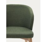 Chaise Darice en tissu chenille vert et bois de hêtre, finition naturelle FSC 100 %