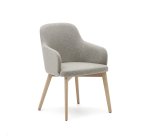 Chaise Nelida en tissu chenille marron et bois de hêtre, finition naturelle