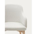 Chaise Nelida en tissu chenille beige et bois de hêtre, finition naturelle