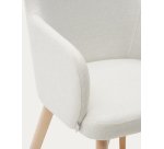 Chaise Nelida en tissu chenille beige et bois de hêtre, finition naturelle