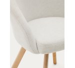 Chaise giratoire Marvinen chenille beige et pieds en bois de chêne finition naturelle