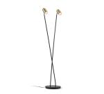 Lámpara de pie Clemence de metal negro y pantallas con acabado dorado