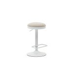 Tabouret Zaib en chenille beige et acier blanc mat hauteur 58-80 cm