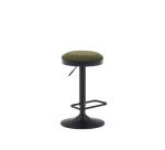 Tabouret Zaib en chenille vert foncé et acier noir mat hauteur 58-80 cm