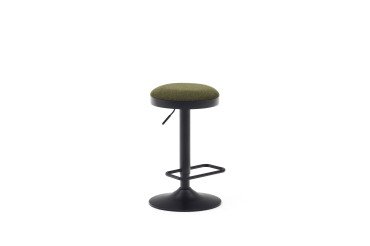 Tabouret Zaib en chenille vert foncé et acier noir mat hauteur 58-80 cm