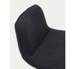 Taburete Zenda de chenilla negro y acero negro mate 81-102 cm