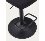 Taburete Zenda de chenilla negro y acero negro mate 81-102 cm