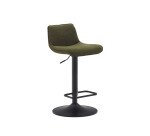 Tabouret Zenda en chenille vert foncé et acier noir mat hauteur  81-102 cm