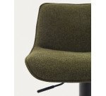 Tabouret Zenda en chenille vert foncé et acier noir mat hauteur  81-102 cm