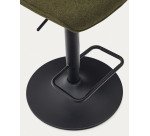 Tabouret Zenda en chenille vert foncé et acier noir mat hauteur  81-102 cm