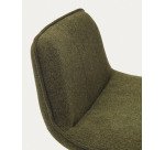 Tabouret Zenda en chenille vert foncé et acier noir mat hauteur  81-102 cm