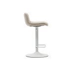 Tabouret Zenda en chenille beige et acier blanc mat 81-102 cm